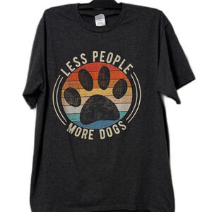 Port and Company Charcoal Tee with Retro Paw Design Size L